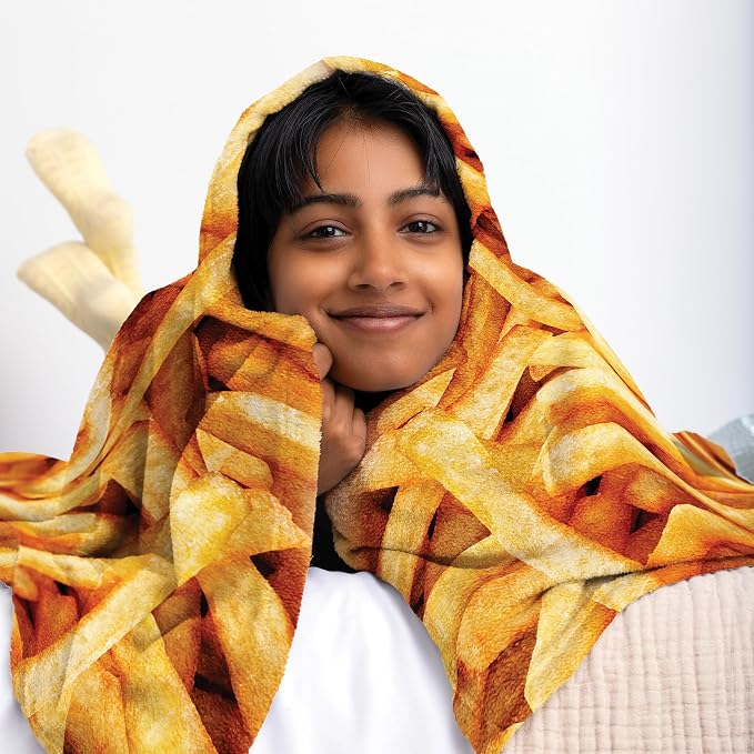 Cozy Concepts Co. French Fries Comfort Blanket by Relatable - Cozy Throw for Room Decor, Everyday Lounging or Funny Gag Gifts for Teens - Includes 1 Giant 60" Fries Fleece Blanket