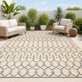 JONATHAN Y Moroccan Geometric Indoor Outdoor Area Rug 6X9 Beige/Navy, Ourika Textured Weave for Backyard, Patio, Porch, Easy-Cleaning, High Traffic, Pet-Friendly, Non-Shedding (SMB108H-6)