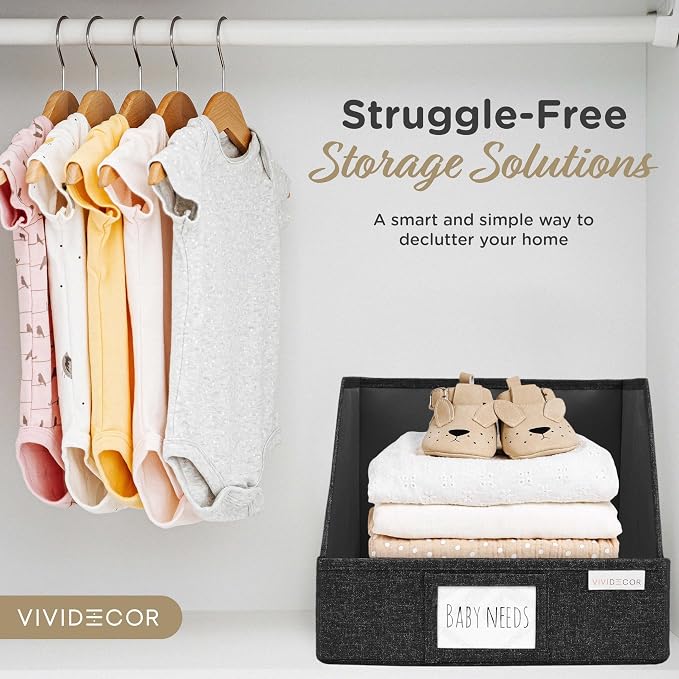 VIVIDECOR Open Front Trapezoid Closet Bins, Closet Shelf Organizer, 3 Pack