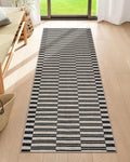 Lahome Striped Easy Jute Kitchen Runner Rug, 2x6 Washable Rugs for Entryway | Indoor Outdoor Non Slip Black Runners for Hallways, Modern Farmhouse Non Shedding Carpet for Laundry Room Front Porch Entry