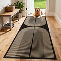 Washable Rainbow Easy Jute Runner Rug 2x6, Black Neutral Modern Boho Geometric Outdoor Indoor Patio Rug, Woven Non Slip Thin Long Runner Carpet Mat for Hallway Kitchen Entryway Porch Farmhouse
