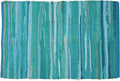 Ramanta Home Hand Woven 100% Cotton Chindi Rag Rug 2'x3' - Teal, Recycled Reversible Rug, Boho Farmhouse Rugs for Living Room, Dinning Room, Kitchen, Entryway, Bedroom Rugs - 24"x36"