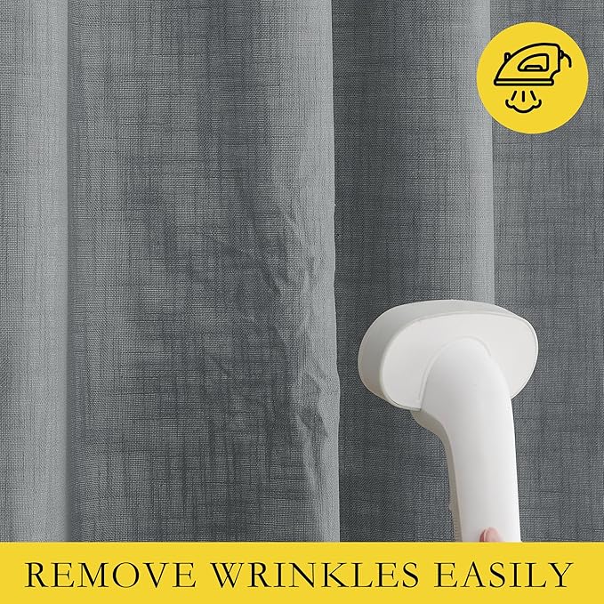 NICETOWN 100% Absolutely Blackout Linen Curtains with Thermal Insulated White Liner, Dove Grey, W52, 2 Pieces, Noise Reducing Textured Linen Look Curtains for Windows 108 inch Length for Classroom