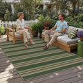 PureCozy Striped Easy Jute Rug 6x9 Green Living Room Carpet Washable Non Slip Bedroom Office Rug Farmhouse Neutral Non Shedding Indoor Outdoor Large Carpet for Kitchen Dining Room