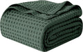 Elegant Comfort Premium 100% Cotton Waffle Blanket - Lightweight Breathable Waffle Weave Bed Blanket - Soft and Warm All Season Blanket for Couch, Sofa and Bed, Twin Size 68x88 Inches, Hunter Green