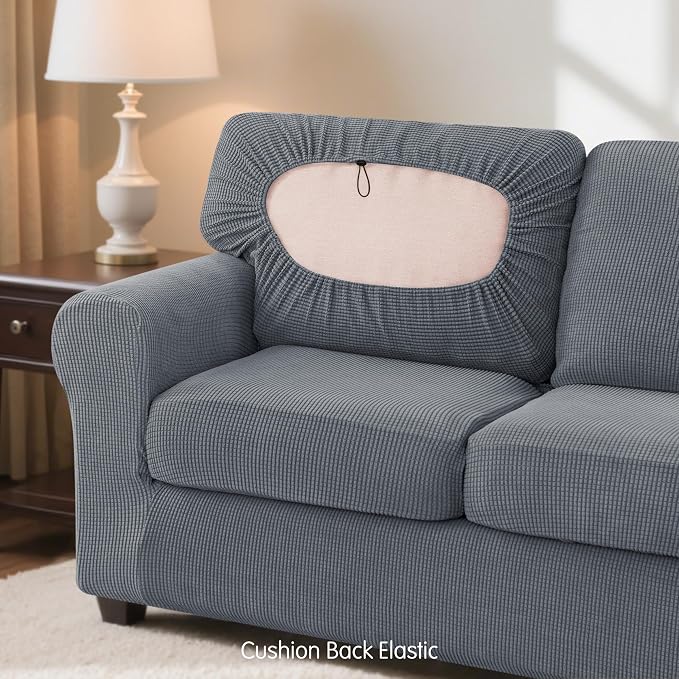 SUBRTEX 5 Pieces Stretch Sofa Slipcover Sets Couch Cover Sets Backrest Cushion Covers Furniture Protector Collection Set for Oversize Sofa Loveseat Chair Slip Covers(Medium, Light Gray)