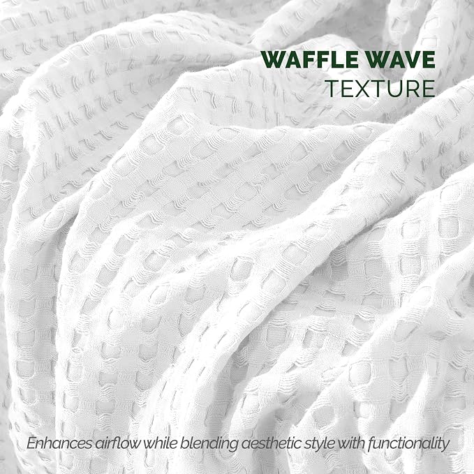 Elegant Comfort Premium 100% Cotton Waffle Blanket - Lightweight Breathable Waffle Weave Bed Blanket - Soft and Warm All Season Blanket for Couch, Sofa and Bed, TwinXL Size 68x90 Inches, White