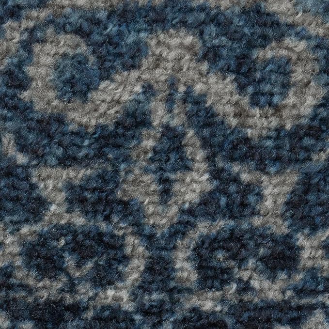 Maples Rugs Pelham Vintage Medallion Area Rugs - Made in USA - Washable, Non-Slip, Low Profile Indoor Rug for Entryway, Foyer, Kitchen, and Bathroom, 2'6 x 3'10, Navy/Grey