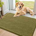 Smiry Dog Door Mat for Muddy Paws 40x24, Absorbent Dirt Trapper, Non-Slip Washable Chenille Entryway Rug for Inside Floor, Willow Green, Classic Solid
