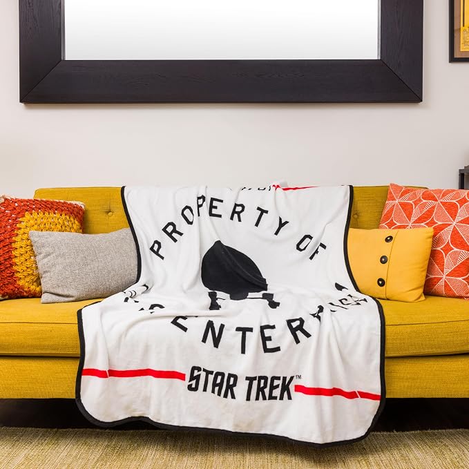 Silver Buffalo Star Trek NCC-1701, Fleece Throw Blanket, 45x60in | Property of the USS Enterprise, Soft and Cozy, 180 GSM