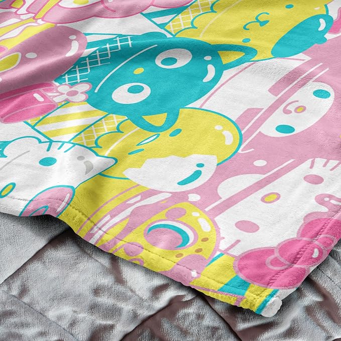 Northwest Hello Kitty Silk Touch Throw Blanket, 50" x 60", Friends Snacks