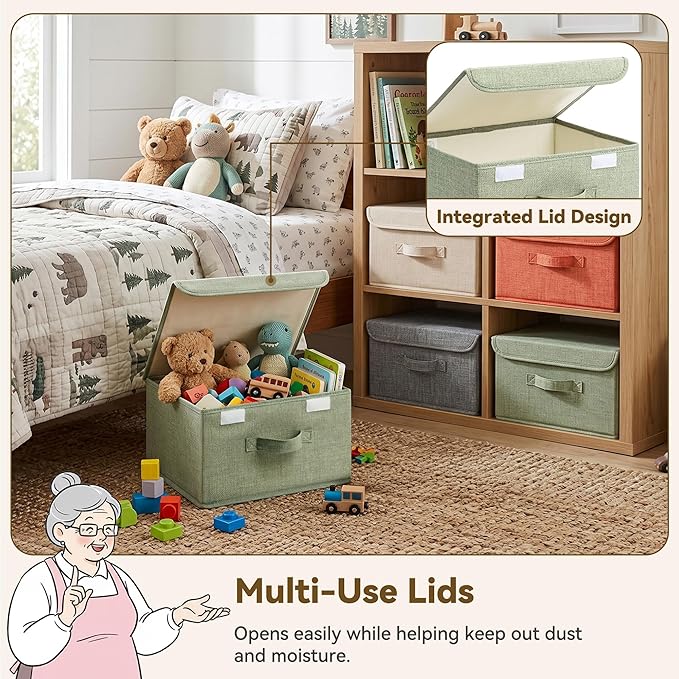 GRANNY SAYS Storage Bins with Lids, Decorative Storage Boxes, Shelf Baskets, Closet Storage Bins for Clothing, Collapsible Storage and Organization, Mixed Color Storage Bins, 4-Pack
