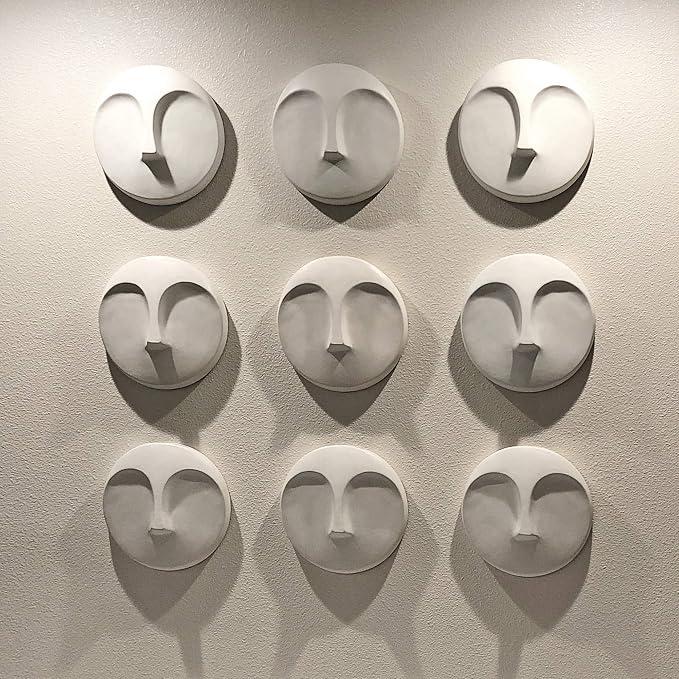 Howard Elliott Collection Ceramic Face Wall Vase, Contemporary Matte White Glaze Decorative Accent, Water-Holding Vase, Ready to Hang Wall Decor, 10H x 10W x 3D, Matte White