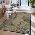 Tribesigns 3x5 Blue Green Coastal Easy Jute Outdoor Rug for Front Door | Washable, Non-Slip, Low-Pile Ocean Animal Design for Entryway, Porch, Patio and Beach House Decor, Includes 4 Rug Grippers
