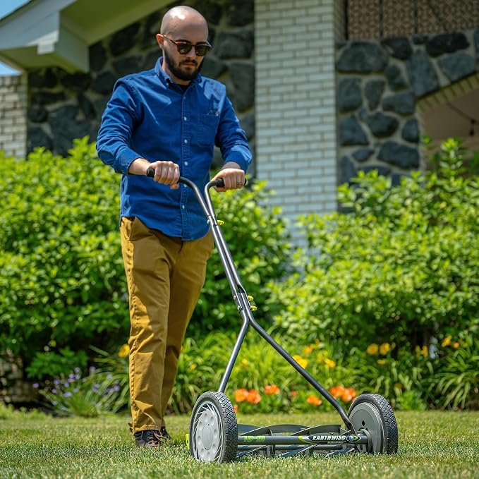 Earthwise 16-Inch 7-Blade Push Reel Lawn Mower and 14-16 Inch American Lawn Mower Grass Catcher Bundle
