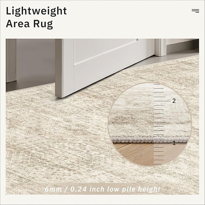 Soalmost 4x12 Wide Hallway Runners: Washable 12ft Runner Rug for Entryway Living Room Soft Vintage Non Slip Carpet Runner for Kitchen Dining Room Nursery Bedroom (Beige, 4x12ft)