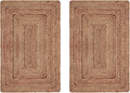 COTTON CRAFT Jute Rug - 2 Pack Braided 100% Jute Door Mat - Woven Neutral Reversible Small Rug - Entryway Kitchen Living Room Bedroom Bathroom Farmhouse Rustic Boho Throw Mat - 22 x 34 - Natural
