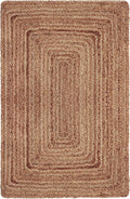 COTTON CRAFT Jute Rug - Braided 100% Jute Door Mat - Woven Neutral Reversible Small Rug - Entryway Kitchen Living Room Bedroom Bathroom Farmhouse Rustic Boho Door Mat Throw Carpet - 22x34 - Natural