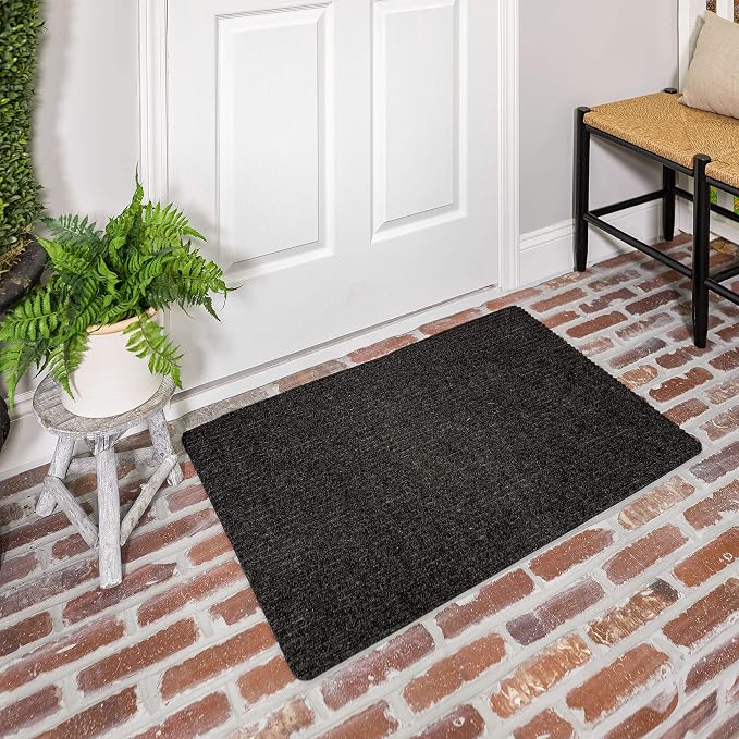 Mohawk Home Utility Floor Mat Solid Charcoal Grey (1'6" x 2'6") Perfect for Garage, Entryway, Porch, and Laundry Room