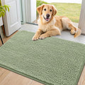 Smiry Dog Door Mat for Muddy Paws 36x24, Absorbent Dirt Trapper, Non-Slip Washable Chenille Entryway Rug for Inside Floor, Sage Green, Classic Solid