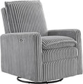 Oxford Baby Uptown Power Upholstered Glider Recliner Rocking Chair 270° Swivel for Nursery and Living Room – Corduroy Ash Gray, Green Guard Gold Certified