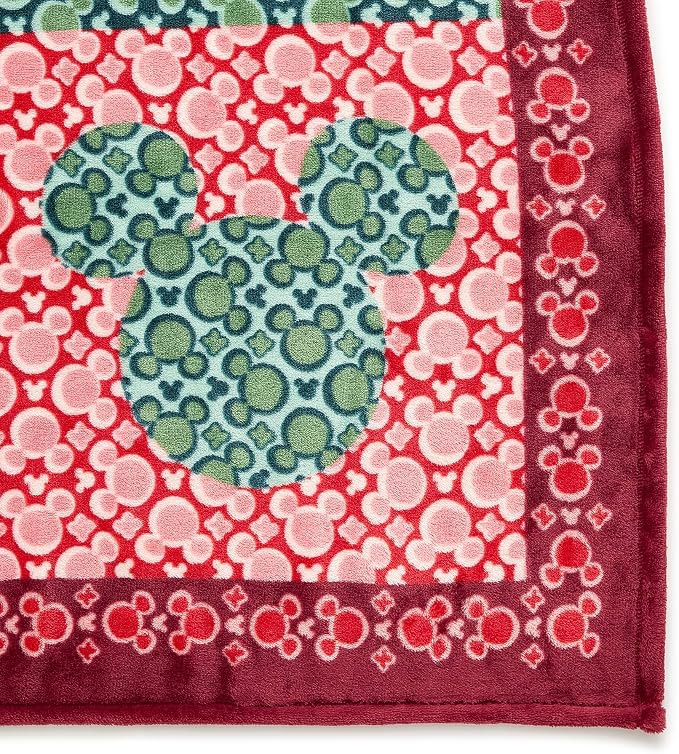 Vera Bradley Women's Disney Fleece Plush Throw Blanket, Mickey Mouse Kaleidoscope Holiday, One Size