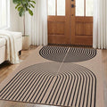 COZYLOOM 4x6 Waterproof Outdoor Patio Rug, Arch Striped Easy Jute Rugs for Living Room, Non Slip Non Shedding Modern Rainbow Area Rug for Entryway, Bedroom, Dining Room, Backyard, Porch, Nature＆Black