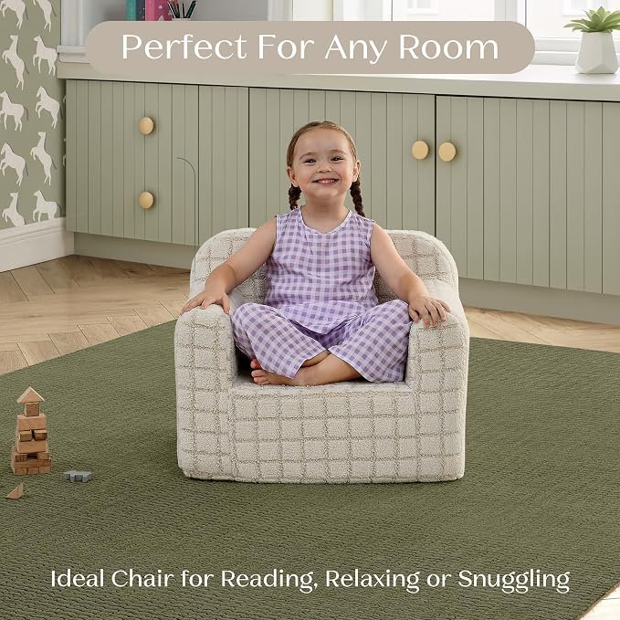 Delta Children Checkered Cozee Chair, Cream