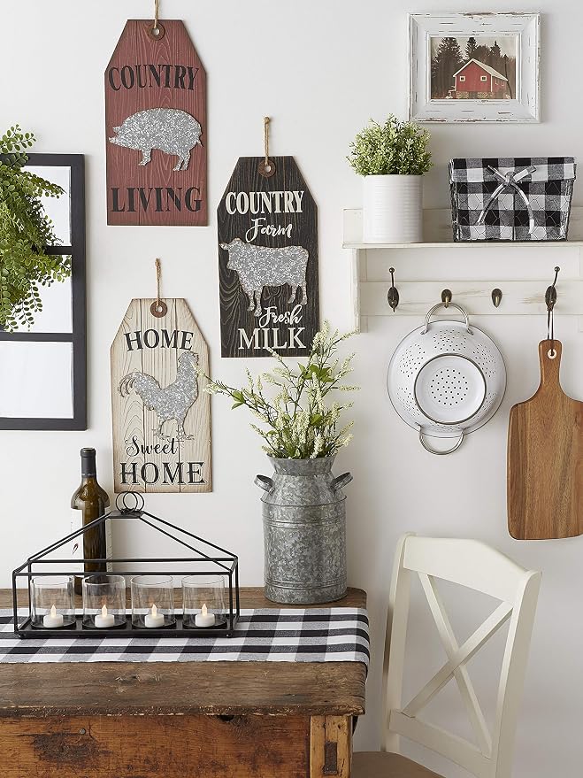 DII Farmhouse Wall Art Sign, Tags, 3 Piece