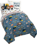 Jay Franco Harry Potter is My Home 4 Piece Twin Bed Set -Bedding Features Harry, Ron, Hermoine, Hagrid, and Dumbledore | Hogwarts, Bed in a Bag, Comforter Sheets Pillowcase, Official Product, Soft Microfiber, Machine Washable, Kids Gift