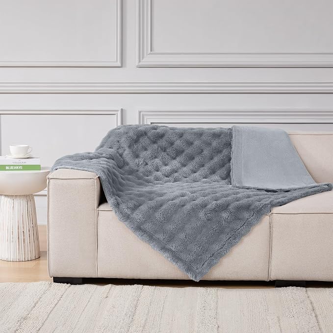 Modern Threads Water-Resistant Faux Rabbit Fur Pet Blanket for Dogs & Cats – Ultra-Soft Couch, Bed & Crate Protector, 30x40 Dark Grey