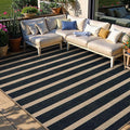 Lahome Striped Easy Jute 6x9 Area Rugs, Outdoor Patio Rug Washable Black | Porch Living Room Rug, Modern Farmhouse Neutral Non Slip Stain Resistance Indoor Carpet for Office Deck Classroom Dining Room