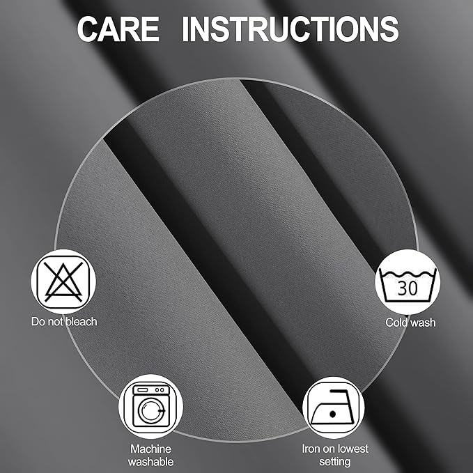 LEMOMO Frost Grey Blackout Curtains 34 x 63 Inch Length/Set of 2 Curtain Panels/Thermal Insulated Room Darkening Blackout Curtains for Bedroom