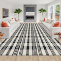 Buffalo Plaid Rug 8x10 Feet Cotton Woven Buffalo Check Area Rug Black and Off White Checkered Outdoor Washable Indoor Outdoor Carpets for Living Room Bedroom Farmhouse Patio