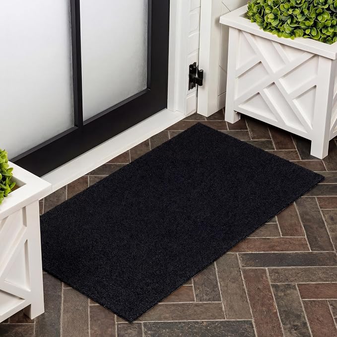 JONATHAN Y Peater Classic Casual Commercial Natural Coir Black 3 ft. x 6 ft. Doormat for Entrance, Front Door, Entryway CHG100H-36