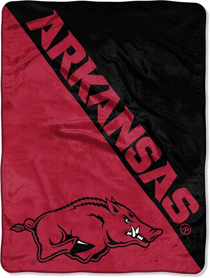Northwest NCAA Arkansas Razorbacks Unisex-Adult Micro Raschel Throw Blanket, 46" x 60", Halftone