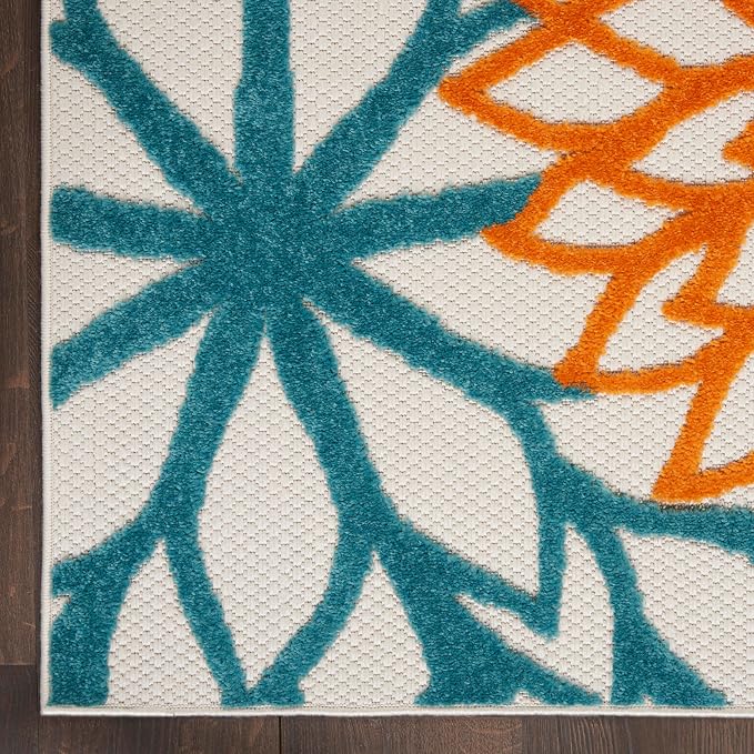 Nourison Home Aloha Turquoise Multicolor 9' x 12' Area Rug - Easy Clean, Non Shedding, Bed Room, Living Room, Dining Room, Kitchen (9' x 12')