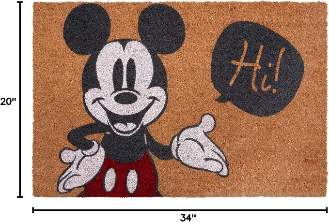 Gertmenian Disney Mickey Mouse Coir Doormat - 2x3 Welcome Mat (2-Pack), Ideal for High Traffic Areas in Front Door, Garage, Entryway - Retro Mickey & Minnie, Multi, 47320