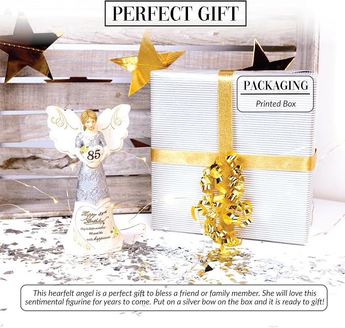 Pavilion Gift Company - Happy 85th Birthday - 6" Angel Figurine Religious Best Friend Bestie BFF God Jesus Lover Christian Christ Gift Present