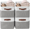 DECOMOMO Storage Bins, Large Fabric Storage Baskets for Shelves 4 Pack | 15 x 11 x 9.5 inches Decorative Linen Closet Organizers (Grey & White)