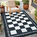 Vasofe Plaid 3x5 Outdoor Patio Rug,Washable Jute Checkered Entryway Rugs | Black and White Indoor Bedroom, Farmhouse Neutral Front Door Mat,Modern Carpet for Porch Patio Balcony Kitchen