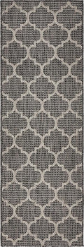 Unique Loom Outdoor Trellis Collection Area Rug (2' x 3' 1" Runner, Black/ Ivory)