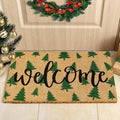 JarThenaAMCS Christmas Tree Door Mat 16.5 x 29 Inch Christmas Coir Doormat Green Xmas Tree Welcome Floor Mat Non-Slip Entrance Door Rugs for Indoor Outdoor Bathroom Decor