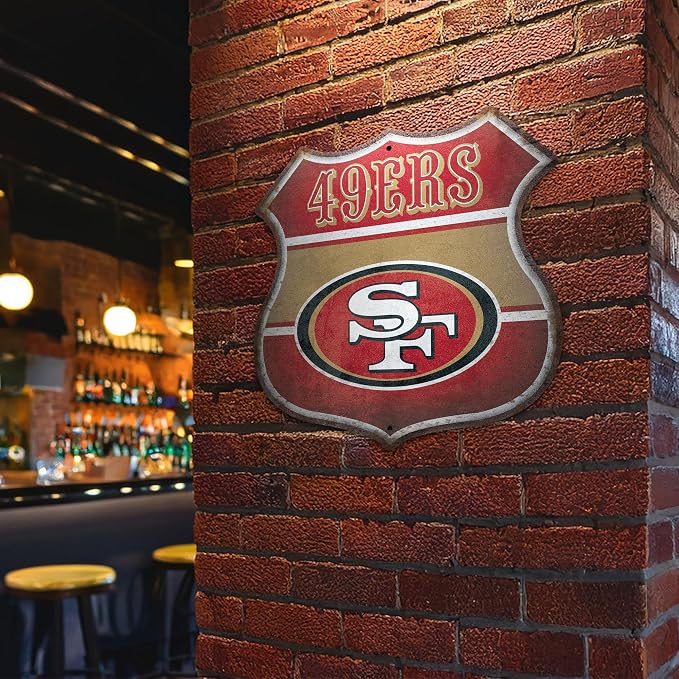 Rico Industries NFL Football San Francisco 49ers Rustic 11.5" Metal Route Sign