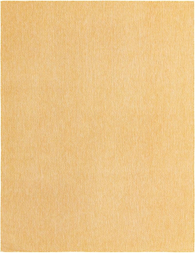 Unique Loom Collection Casual Transitional Solid Heathered Indoor/Outdoor Flatweave Area Rug (7' 10" x 10' Rectangle, Corn Harvest Yellow)