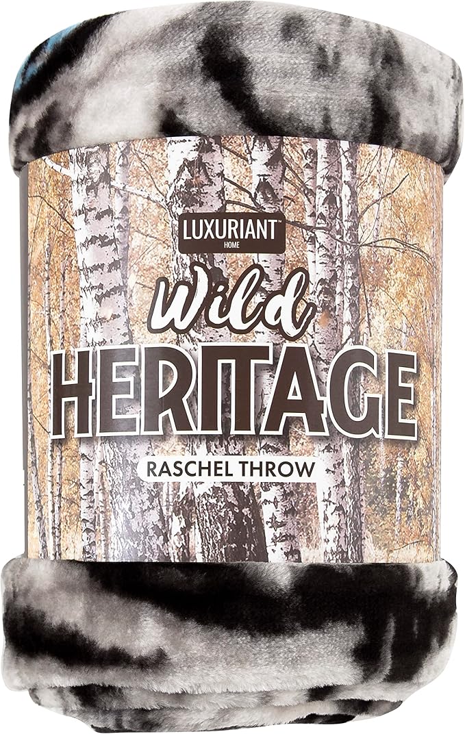 Northwest Wild Heritage Raschel Throw Blanket, 50" x 60", White Tiger