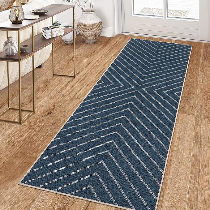 Garvee Easy Jute Outdoor Runner Rug, 2x6 Washable Kitchen Rugs Non Slip Carpet Runners for Hallway 6ft, Striped Farmhouse Non Shedding Lightweight Floor Carpet for Bedroom Entryway Front Porch 2'x6'