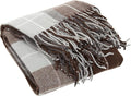 Bedford Home Throw Blanket - 50x60 Machine-Washable Cashmere-Like Throw for Sofas, Beds, and Chairs - Soft Blanket for Room Decor (Brown Plaid)