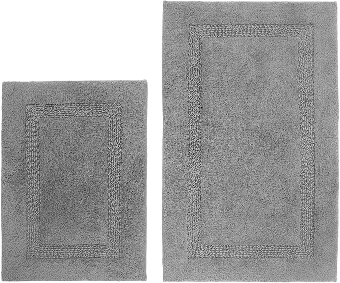Nautica - Bath Rugs, Soft & Absorbent Tufted Cotton Bath Mat, Oeko-Tex Certified (Peniston Dark Grey, 2-Piece)