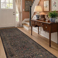 Vintage 8ft Long Runners for Hallways, Washable Dark Brown 3x8 Kitchen Runner Rug, Entryway Indoor Runner, Non Slip Boho Natural Floor Décor for High Traffic Area